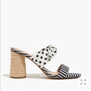 JCrew Raffia round block-heel sandals